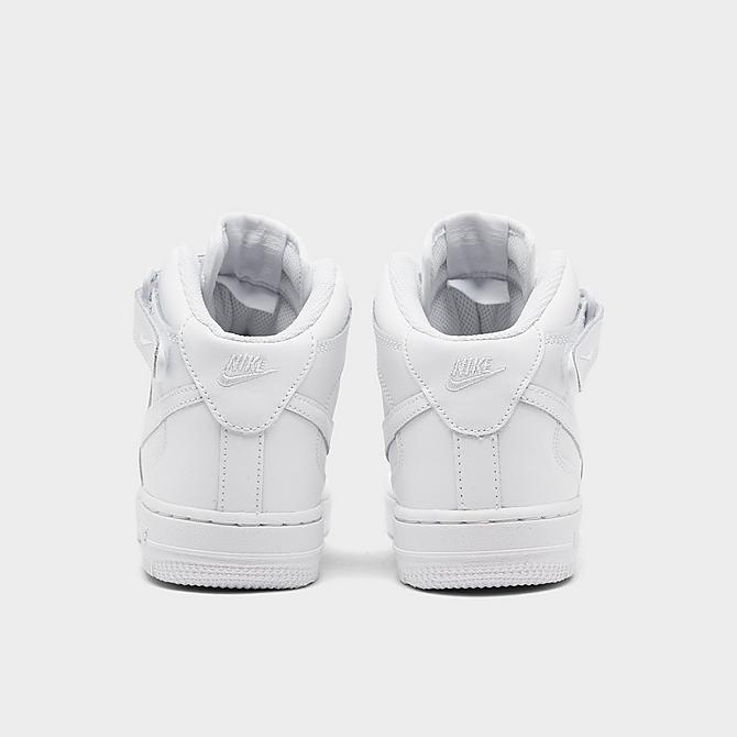Left view of Little Kids' Nike Air Force 1 Mid LE Casual Shoes in White/White Click to zoom