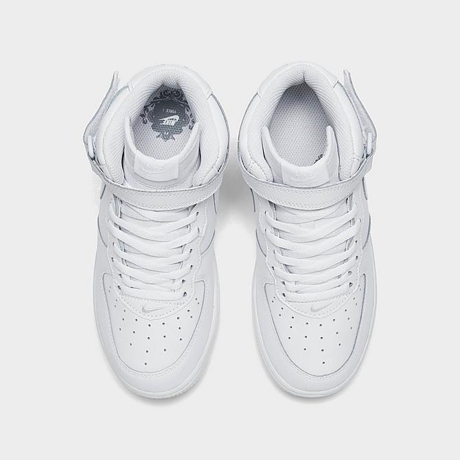 Back view of Little Kids' Nike Air Force 1 Mid LE Casual Shoes in White/White Click to zoom