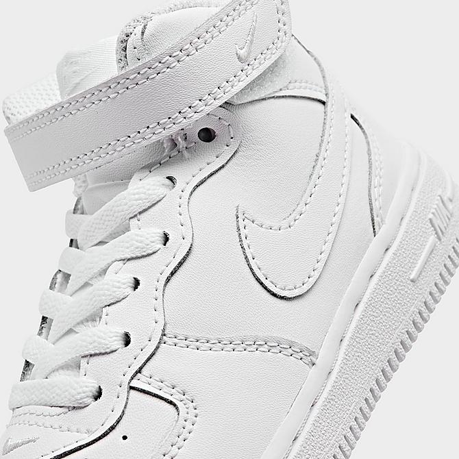 Front view of Kids' Toddler Nike Air Force 1 Mid Casual Shoes in White/White Click to zoom