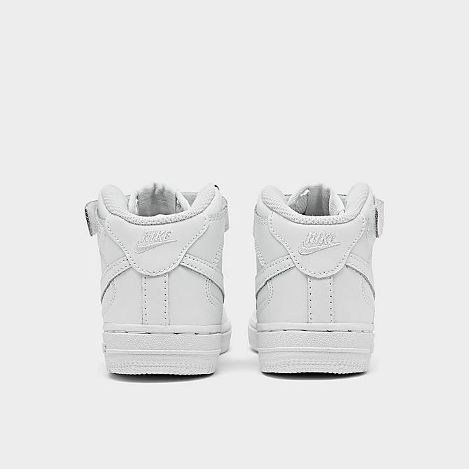 Left view of Kids' Toddler Nike Air Force 1 Mid Casual Shoes in White/White Click to zoom