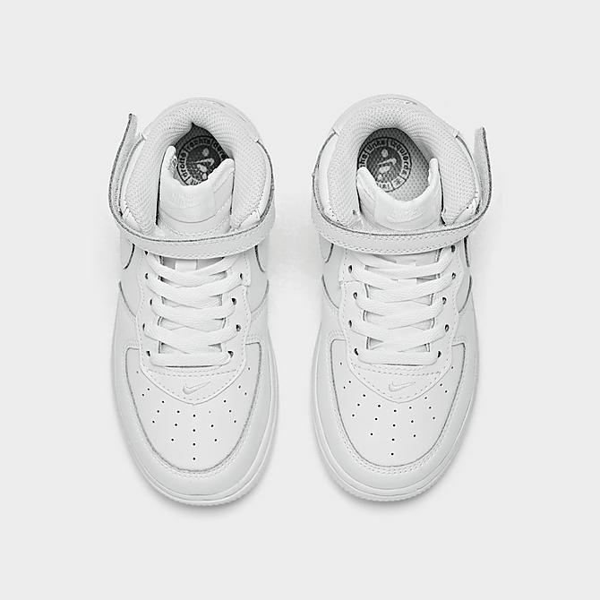 Back view of Kids' Toddler Nike Air Force 1 Mid Casual Shoes in White/White Click to zoom