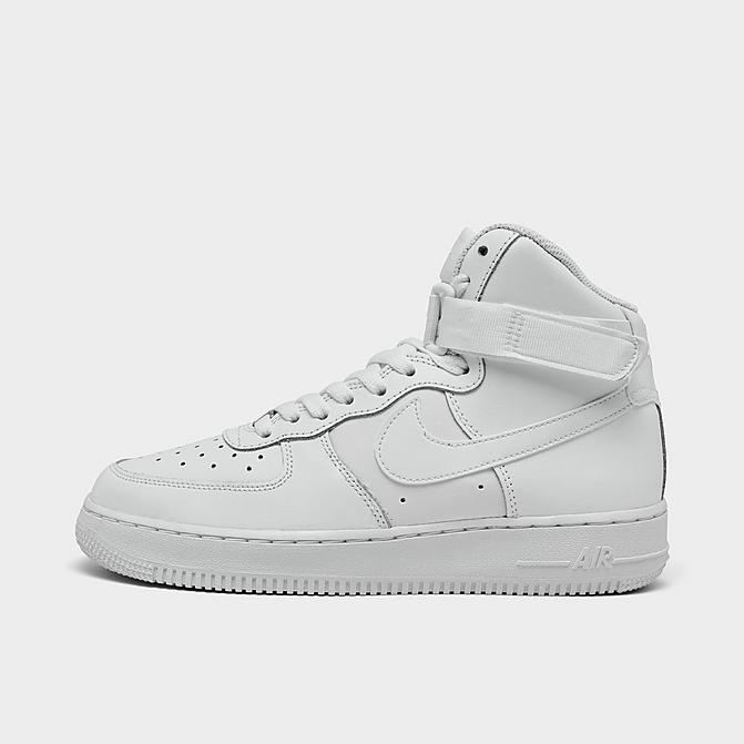 Right view of Big Kids' Nike Air Force 1 High LE Casual Shoes in White/White/White Click to zoom