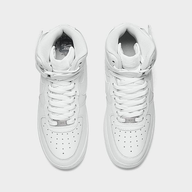 Back view of Big Kids' Nike Air Force 1 High LE Casual Shoes in White/White/White Click to zoom