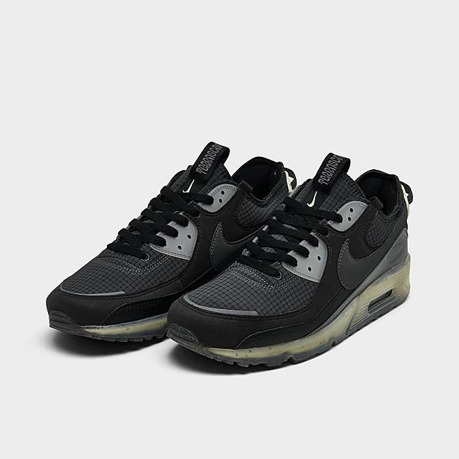 Three Quarter view of Men's Nike Air Max Terrascape 90 Casual Shoes in Black/Dark Grey/Lime Ice/Anthracite/Dark Smoke Grey Click to zoom
