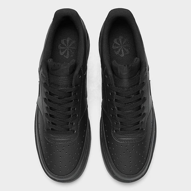 Back view of Men's Nike Court Vision Low Next Nature Casual Shoes in Black/Black/Black Click to zoom