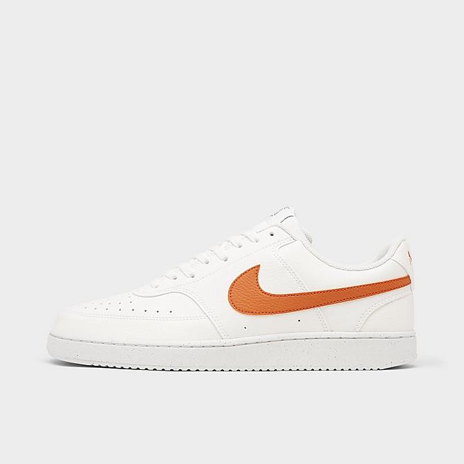 Right view of Men's Nike Court Vision Low Next Nature Casual Shoes in Sail/Hot Curry/Orange Click to zoom