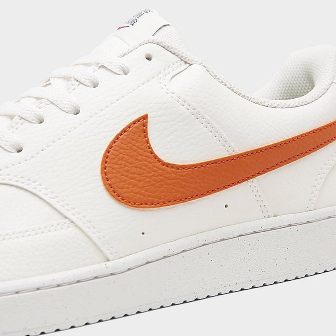Front view of Men's Nike Court Vision Low Next Nature Casual Shoes in Sail/Hot Curry/Orange Click to zoom