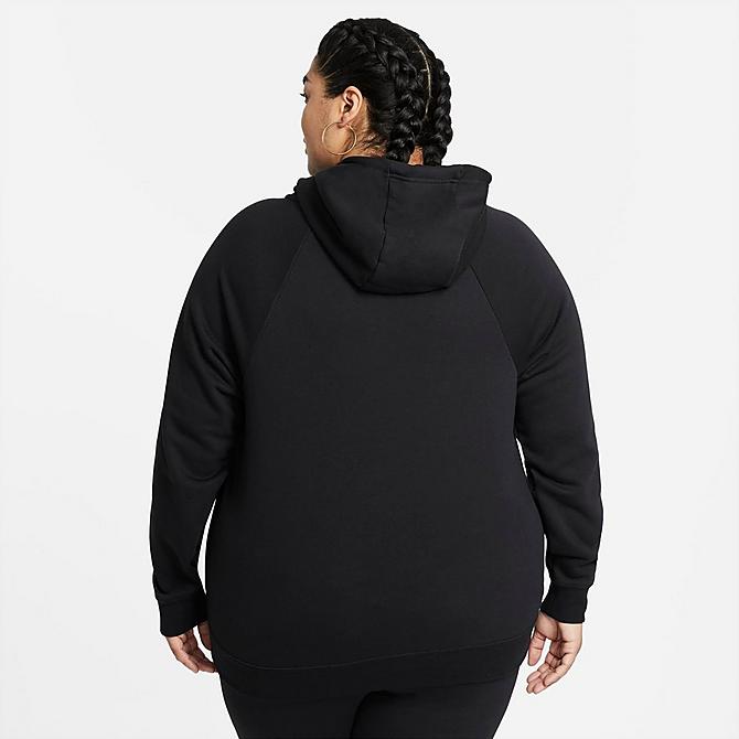 Back Left view of Women's Nike Sportswear Essential Hoodie (Plus Size) in Black/White Click to zoom