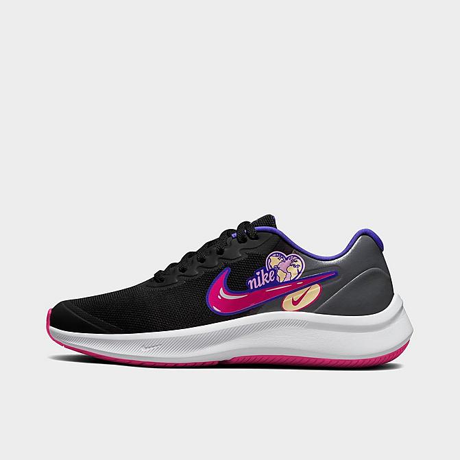 Right view of Girls' Big Kids' Nike Star Runner 3 SE Running Shoes in Black/Lapis/Pink Rise/Very Berry Click to zoom
