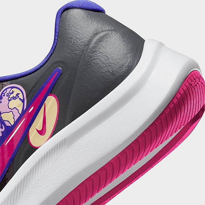 Front view of Girls' Big Kids' Nike Star Runner 3 SE Running Shoes in Black/Lapis/Pink Rise/Very Berry Click to zoom