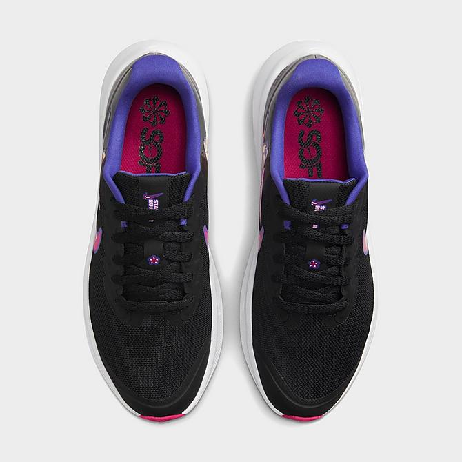 Back view of Girls' Big Kids' Nike Star Runner 3 SE Running Shoes in Black/Lapis/Pink Rise/Very Berry Click to zoom