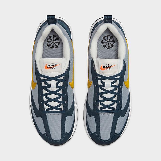 Back view of Big Kids' Nike Air Max Dawn Casual Shoes in Particle Grey/Dark Citron/Armory Navy Click to zoom
