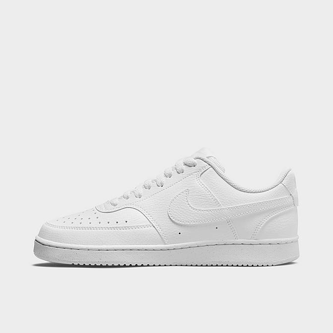 Right view of Women's Nike Court Vision Low Next Nature Casual Shoes in White/White/White Click to zoom
