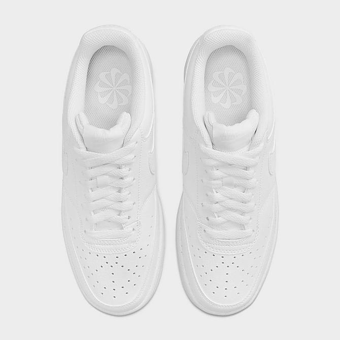 Back view of Women's Nike Court Vision Low Next Nature Casual Shoes in White/White/White Click to zoom