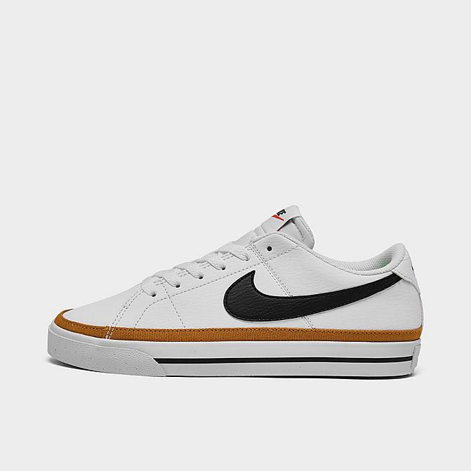 Right view of Women's Nike Court Legacy Next Nature Casual Shoes in White/Black/Desert Ochre/Team Orange Click to zoom