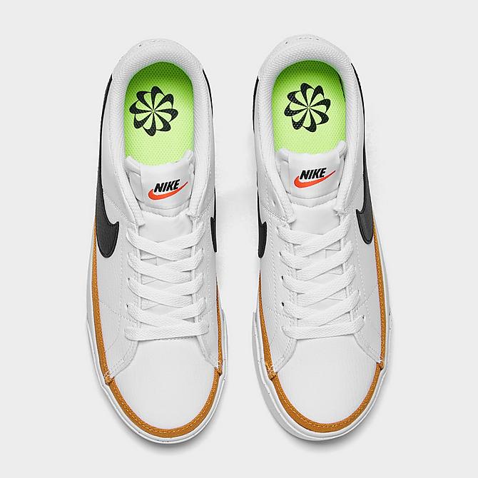 Back view of Women's Nike Court Legacy Next Nature Casual Shoes in White/Black/Desert Ochre/Team Orange Click to zoom