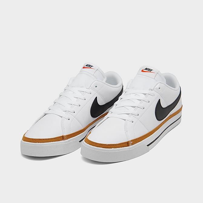 Three Quarter view of Men's Nike Court Legacy Next Nature Casual Shoes in White/Desert Ochre/Black Click to zoom