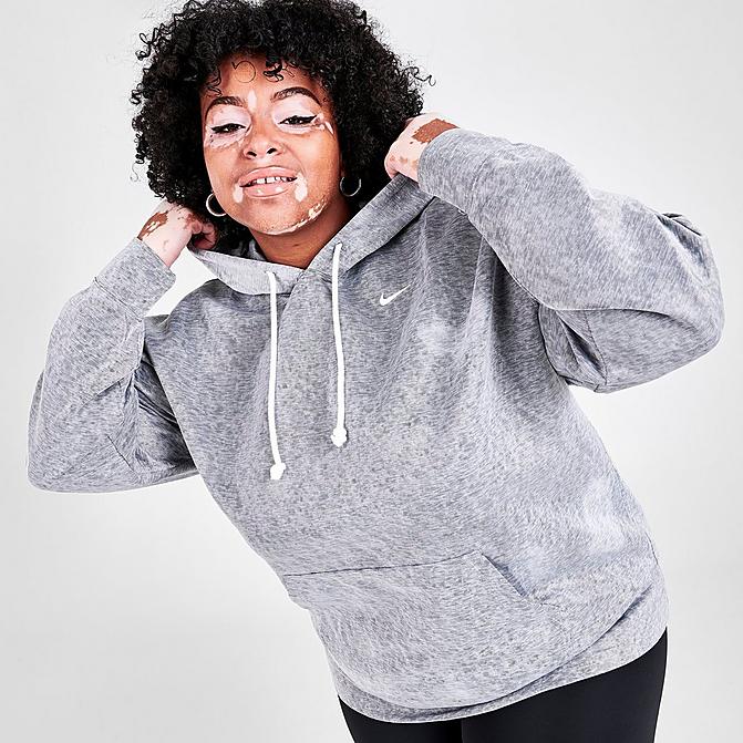 Front view of Women's Nike Icon Clash Hoodie (Plus Size) in Black/White Click to zoom