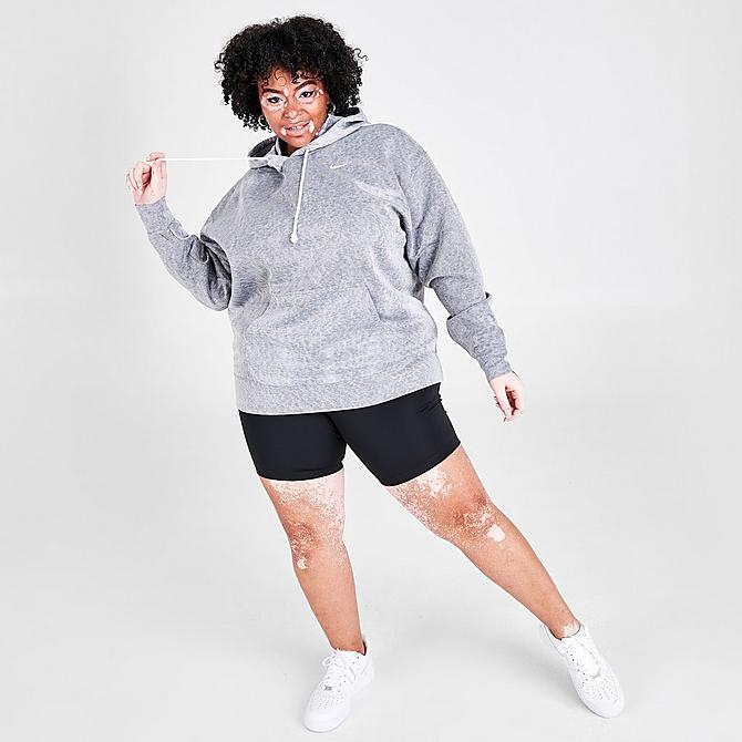 Front Three Quarter view of Women's Nike Icon Clash Hoodie (Plus Size) in Black/White Click to zoom