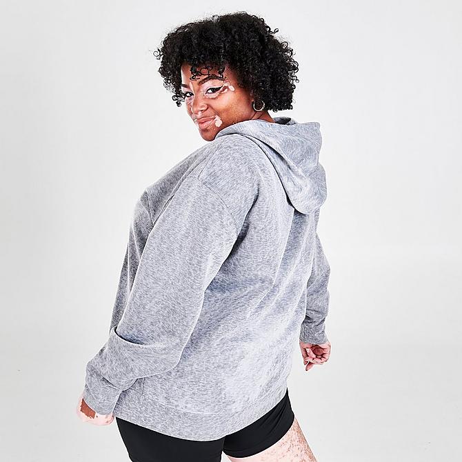 Back Right view of Women's Nike Icon Clash Hoodie (Plus Size) in Black/White Click to zoom