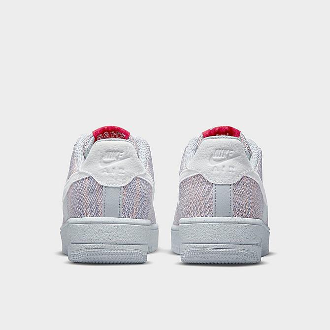 Left view of Big Kids' Nike Air Force 1 Crater Flyknit Casual Shoes in Wolf Grey/White-Pure Platinum-Gym Red Click to zoom