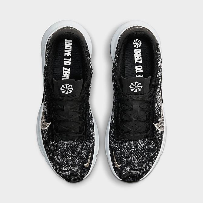 Back view of Women's Nike SuperRep Go 3 Next Nature Flyknit Training Shoes in Black/Metallic Silver/White Click to zoom