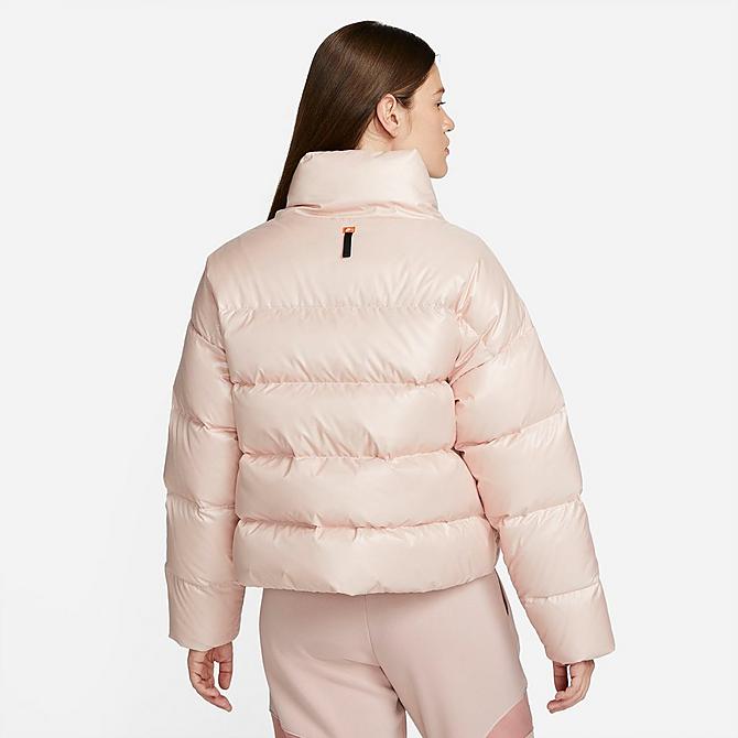 Back Left view of Women's Nike Sportswear City Series Therma-FIT Jacket in Pink Oxford/Black Click to zoom