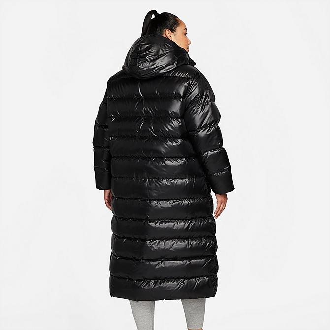 Back Left view of Women's Nike Sportswear Therma-FIT City Series Long Parka in Black/White Click to zoom