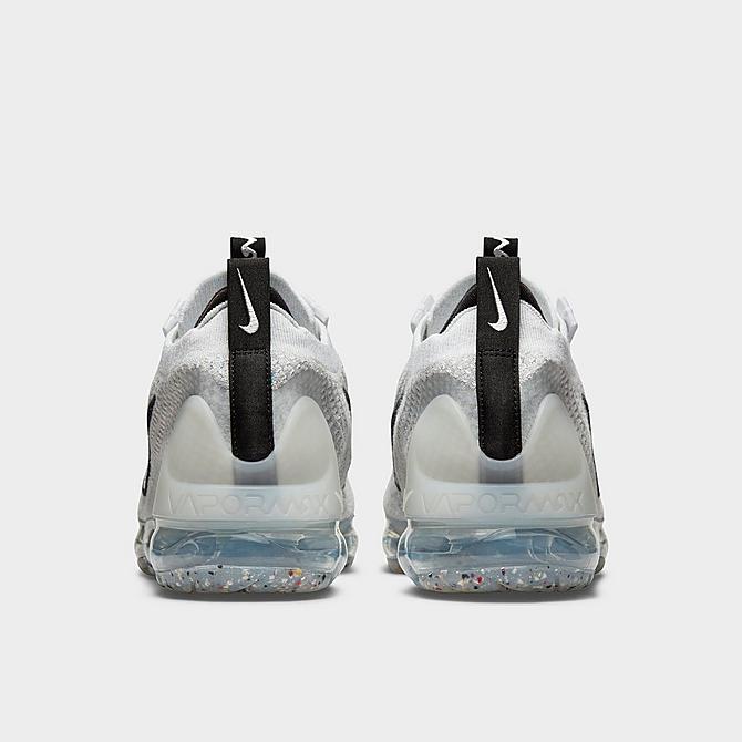 Left view of Men's Nike Air VaporMax 2021 Flyknit Running Shoes in White/White/Black/Metallic Silver Click to zoom