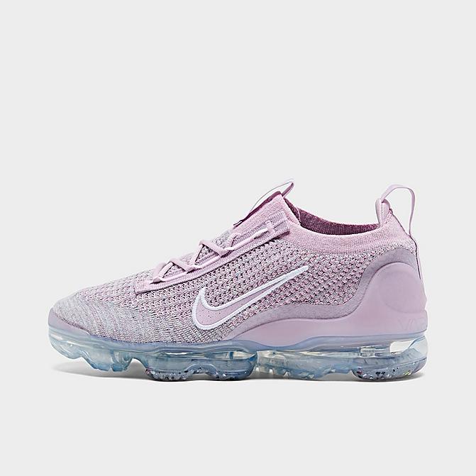 Right view of Women's Nike Air VaporMax 2021 Flyknit Running Shoes in Light Arctic Pink/Iced Lilac/Summit White/Metallic Silver Click to zoom