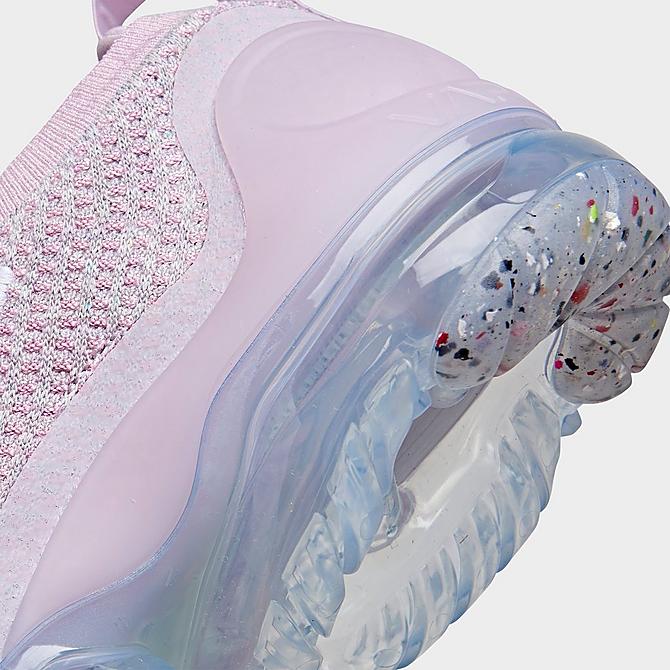 Front view of Women's Nike Air VaporMax 2021 Flyknit Running Shoes in Light Arctic Pink/Iced Lilac/Summit White/Metallic Silver Click to zoom