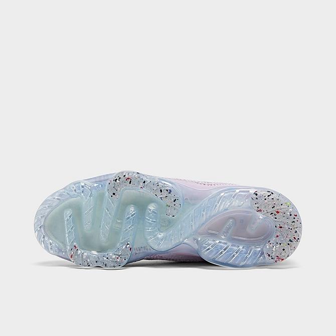 Bottom view of Women's Nike Air VaporMax 2021 Flyknit Running Shoes in Light Arctic Pink/Iced Lilac/Summit White/Metallic Silver Click to zoom