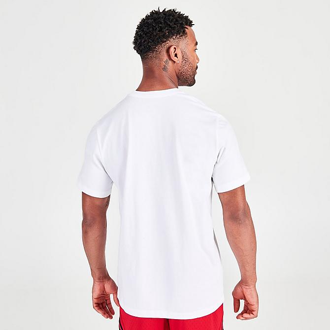 Back Right view of Men's Jordan Air Graphic Logo T-Shirt in White/Red Click to zoom
