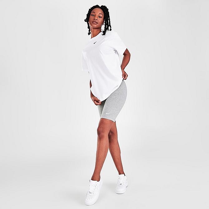 Front Three Quarter view of Women's Nike Sportswear Essential Boyfriend T-Shirt in White Click to zoom