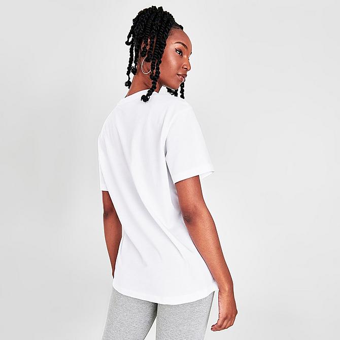 On Model 5 view of Women's Nike Sportswear Essential Boyfriend T-Shirt in White Click to zoom