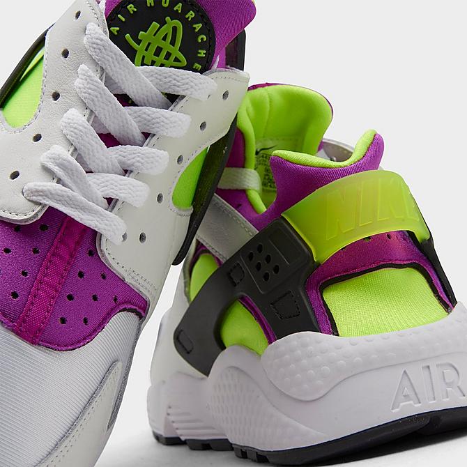 Front view of Women's Nike Air Huarache Casual Shoes in White/Neon Yellow/Magenta/Black Click to zoom
