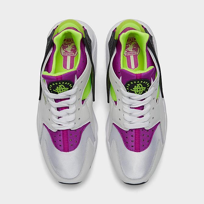 Back view of Women's Nike Air Huarache Casual Shoes in White/Neon Yellow/Magenta/Black Click to zoom