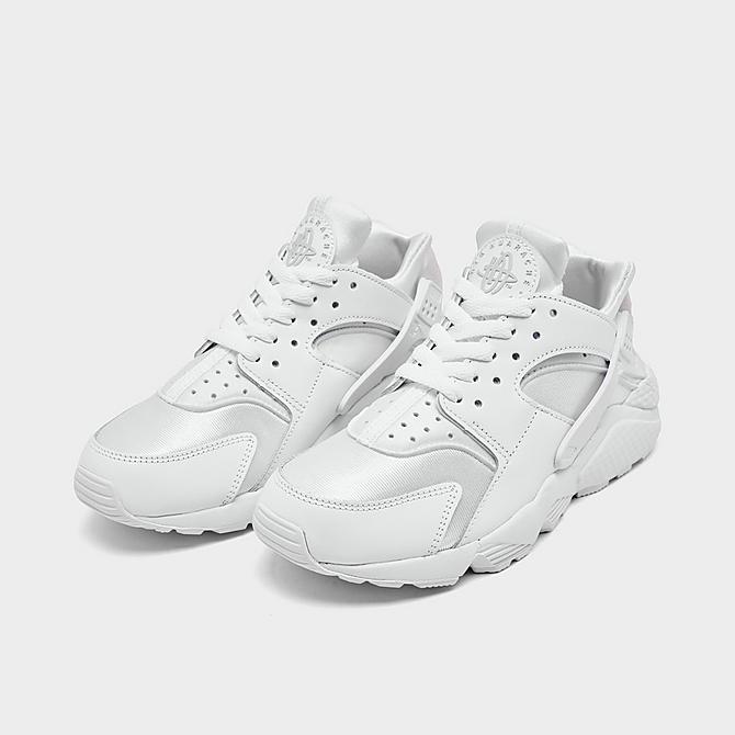Three Quarter view of Women's Nike Air Huarache Casual Shoes in White/Pure Platinum Click to zoom