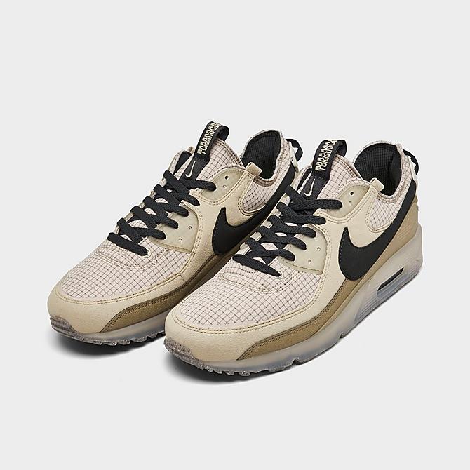 Three Quarter view of Men's Nike Air Max Terrascape 90 Casual Shoes in Rattan/Dark Smoke Grey Click to zoom