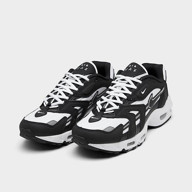 Three Quarter view of Men's Nike Air Max 96 II Casual Shoes in White/Black/Black Click to zoom