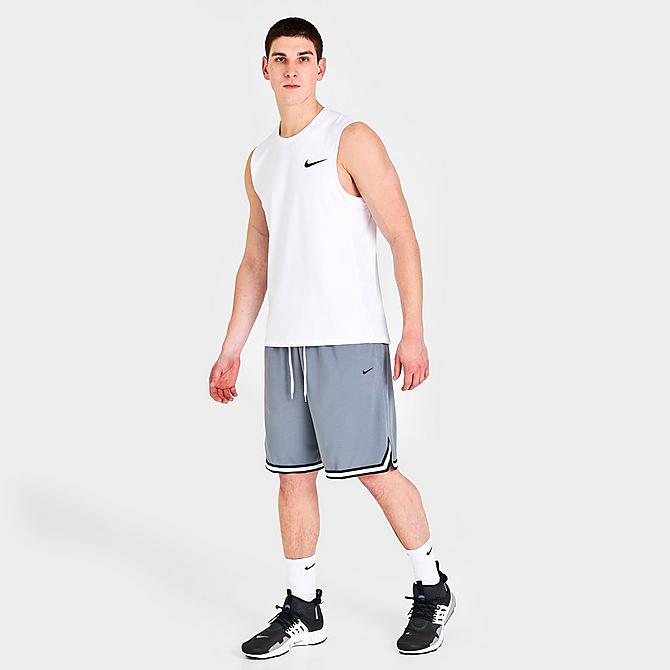 Front Three Quarter view of Men's Nike Dri-FIT DNA Basketball Shorts in Cool Grey/Black Click to zoom