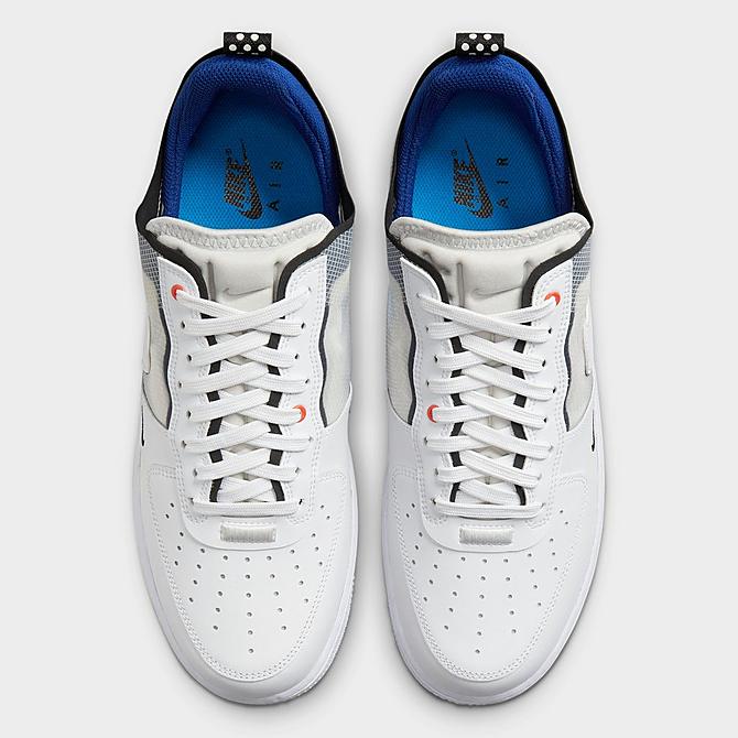 Back view of Men's Nike Air Force 1 React Casual Shoes in White/White/Light Photo Blue/Deep Royal Blue/Particle Grey/Photon Dust Click to zoom