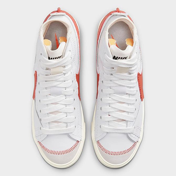 Back view of Men's Nike Blazer Mid '77 Jumbo Swoosh Casual Shoes in White/Sail/Total Orange/Mantra Orange Click to zoom