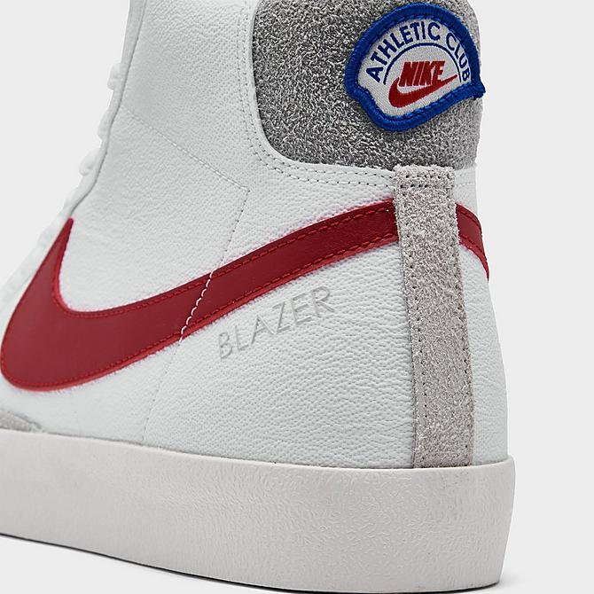 Front view of Men's Nike Blazer Mid '77 Nike Athletic Club Casual Shoes in White/Light Smoke Grey/Phantom/Gym Red Click to zoom