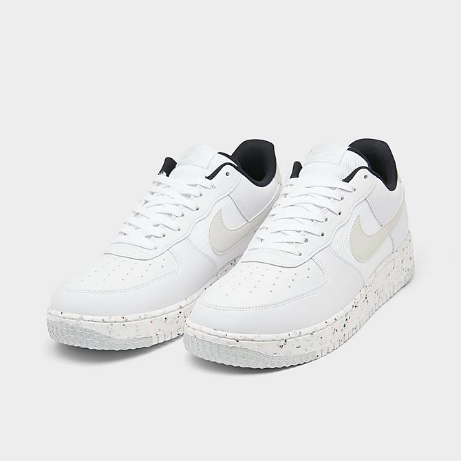 Three Quarter view of Men's Nike Air Force 1 Crater Next Nature Casual Shoes in White/Light Bone/Volt/Black Click to zoom