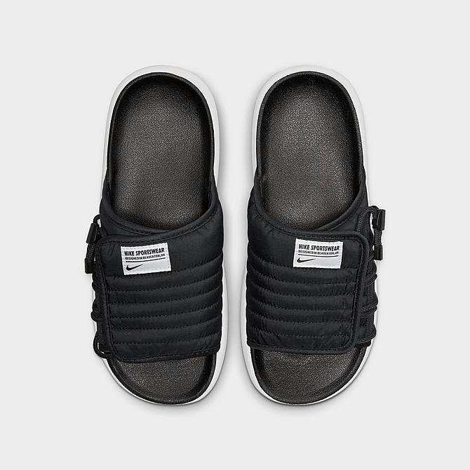 Back view of Women's Nike Asuna 2 Slide Sandals in Black/Black/Dark Grey/White Click to zoom