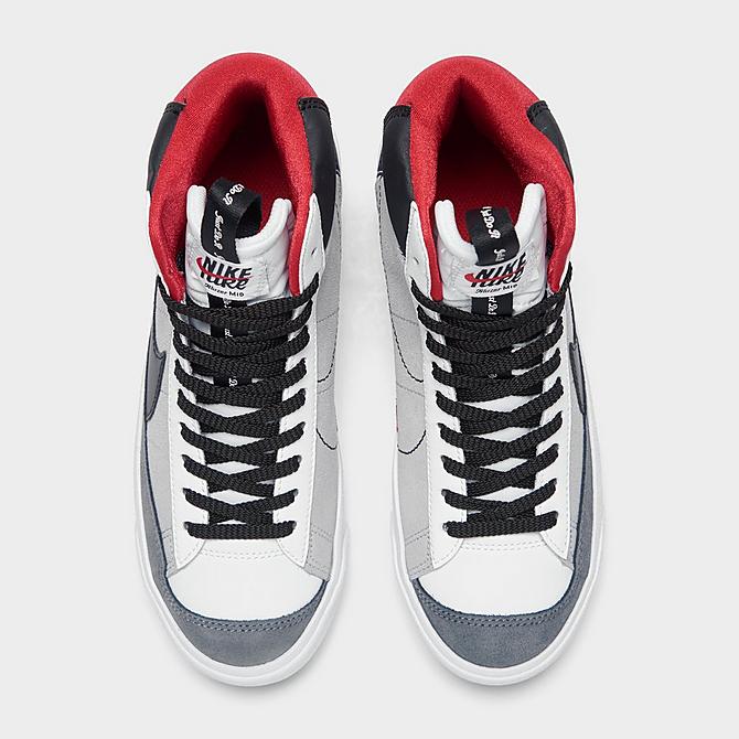 Back view of Big Kids' Nike Blazer Mid '77 SE Casual Shoes in Summit White/Black/University Red Click to zoom