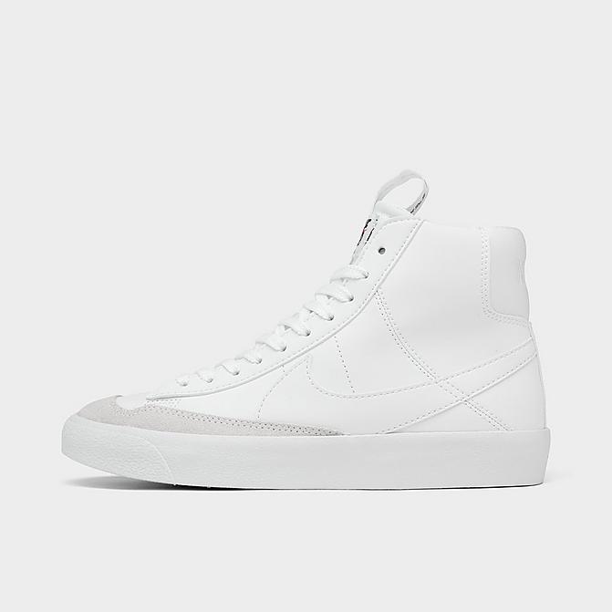 Right view of Big Kids' Nike Blazer Mid '77 SE Casual Shoes in White/White/Black Click to zoom