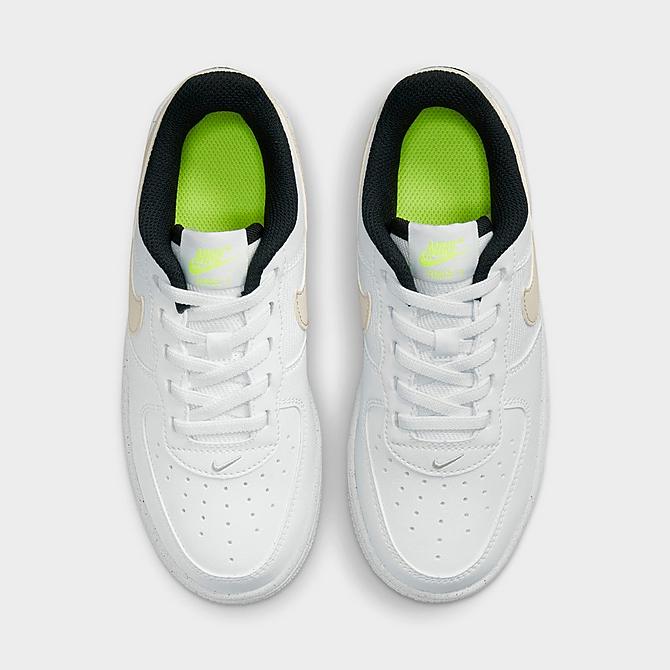 Back view of Little Kids' Nike Force 1 Next Nature Stretch Lace Casual Shoes in White/Volt/Black/Light Bone Click to zoom