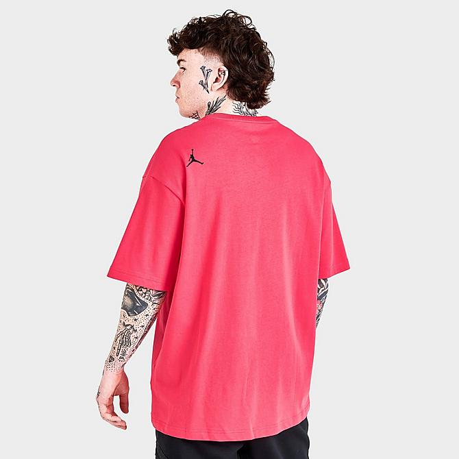 Back Right view of Men's Jordan 23 Engineered Graphic Print Short-Sleeve T-Shirt in Light Fusion Red Click to zoom